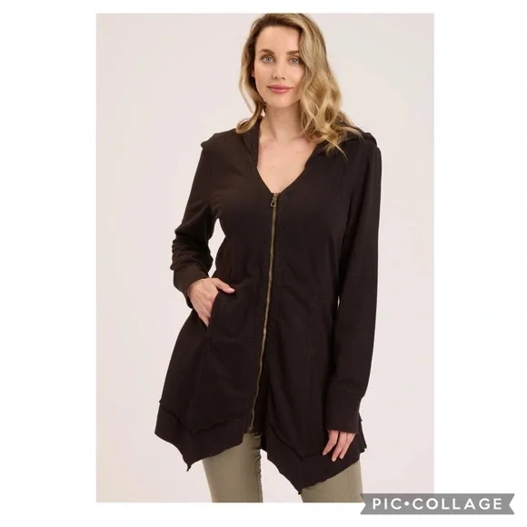 XCVI Fleece Mercantile Tencel & Cotton Black Zip Jacket Size M - Picture 11 of 13